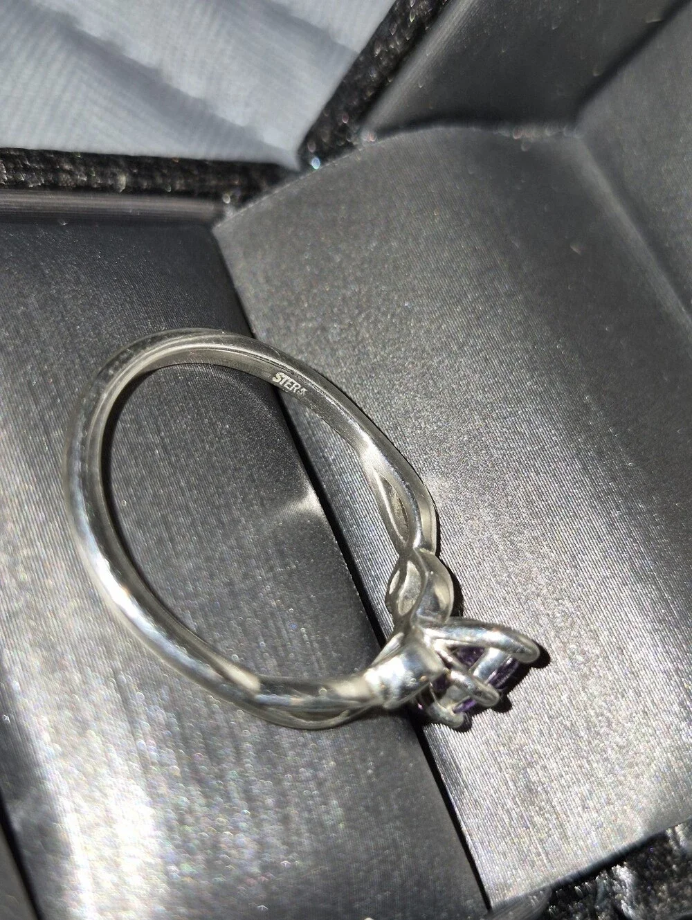 Sterling Silver Marquise Engagement Ring with matching earrings